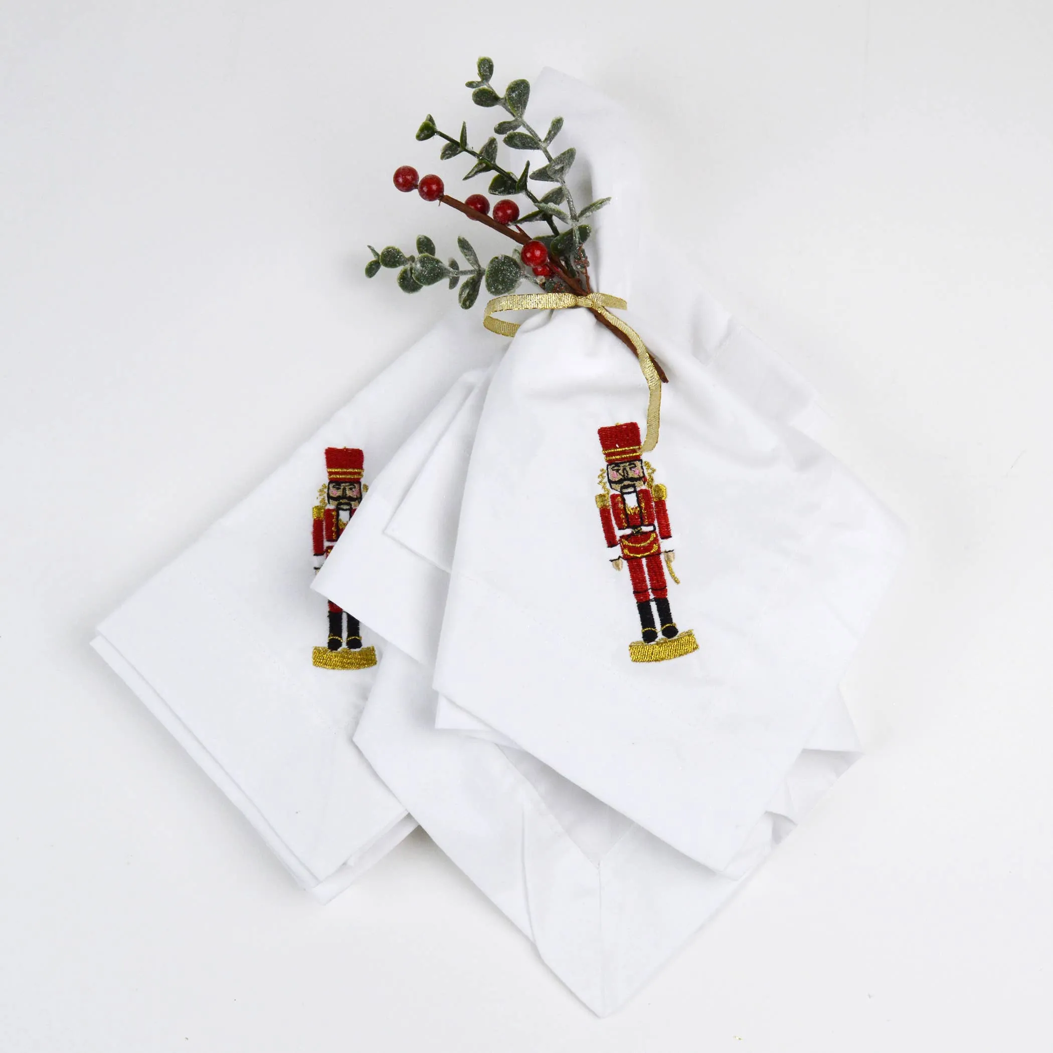 4 Piece Set Nutcracker Embroidered Dinner Napkins