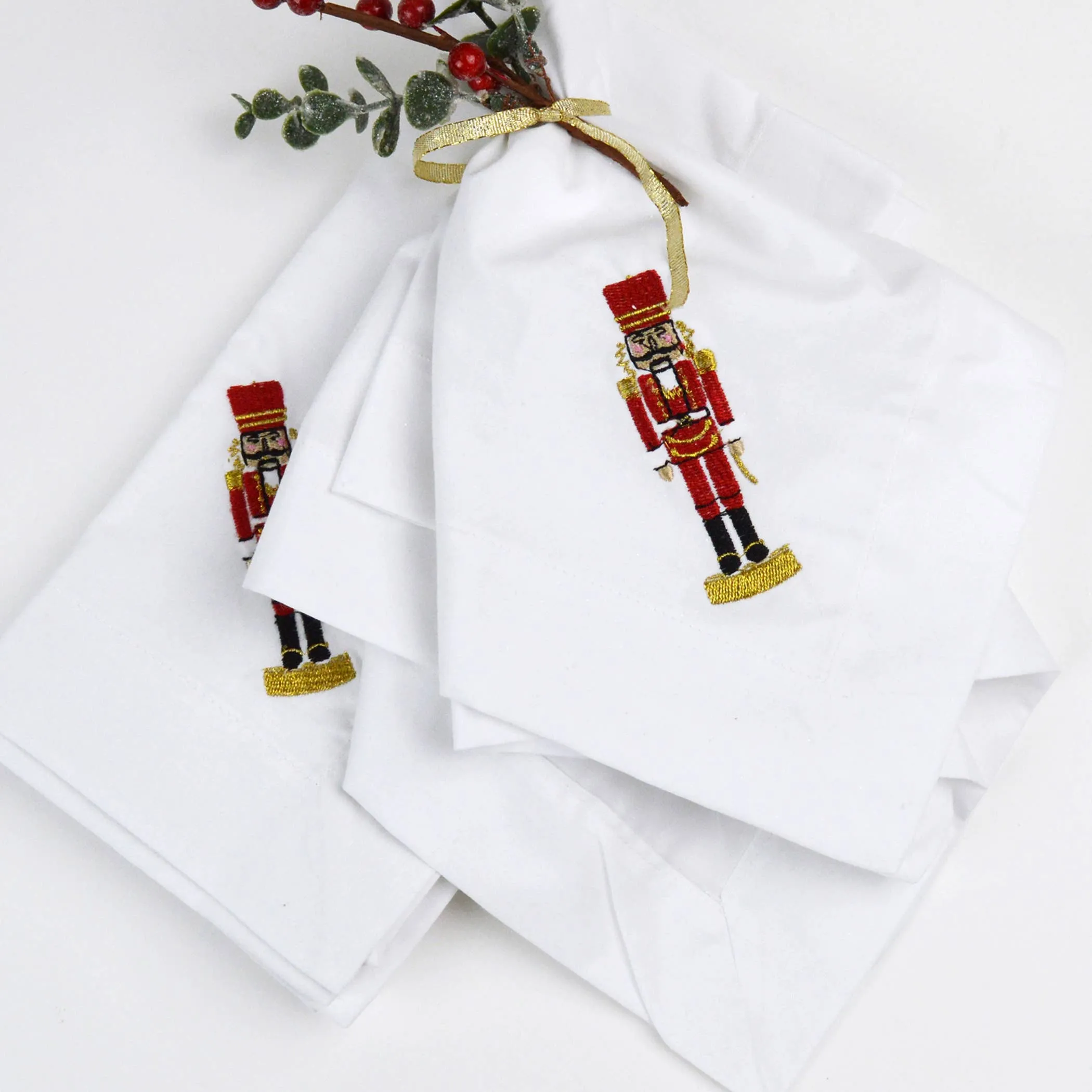 4 Piece Set Nutcracker Embroidered Dinner Napkins