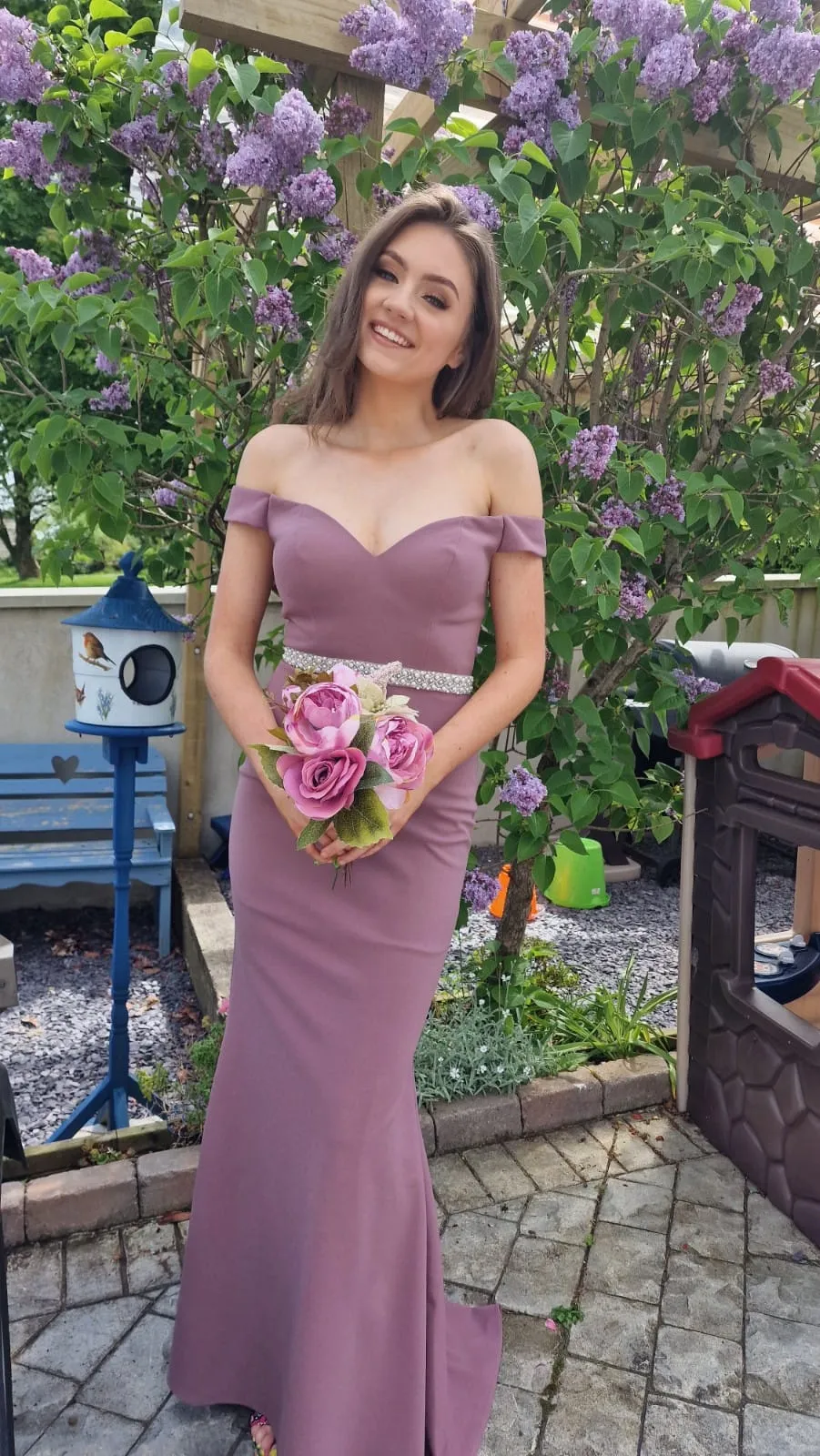 Alanna Vintage Mauve Off The Shoulder Strapless Bridesmaids Dress