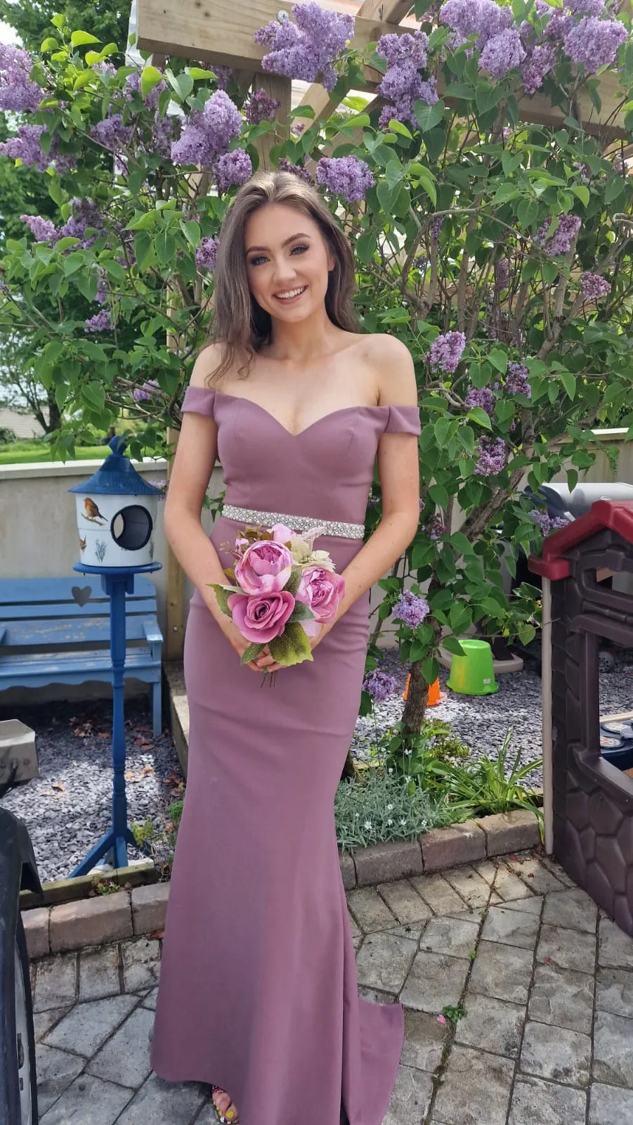 Alanna Vintage Mauve Off The Shoulder Strapless Bridesmaids Dress