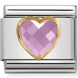 Classic S/Steel, Bonded Yellow Gold & Heart Faceted CZ Pink 030610/003