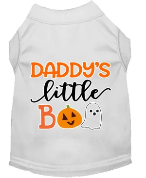Daddy's Little Boo Screen Print Dog Shirt White Med