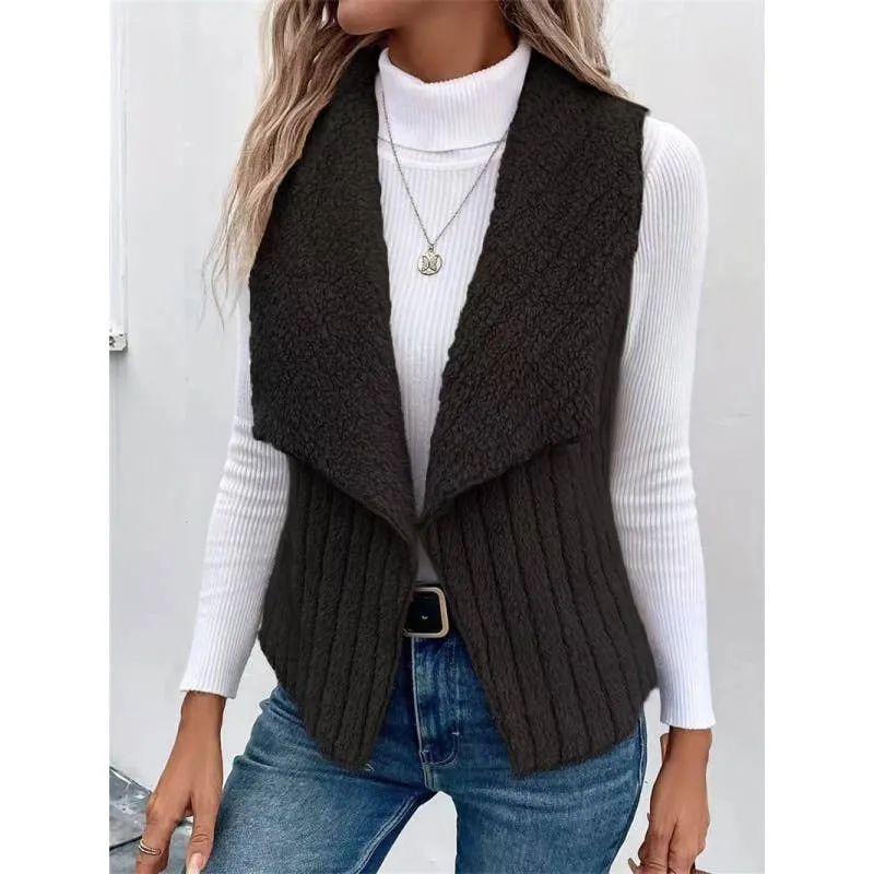 FASHION CASUAL SIMPLE SOLID COLOR SLEEVELESS VEST: WHITE / (S) 1