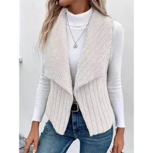 FASHION CASUAL SIMPLE SOLID COLOR SLEEVELESS VEST: WHITE / (S) 1
