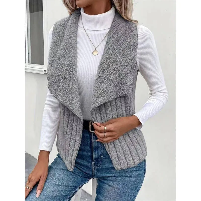 FASHION CASUAL SIMPLE SOLID COLOR SLEEVELESS VEST: WHITE / (S) 1