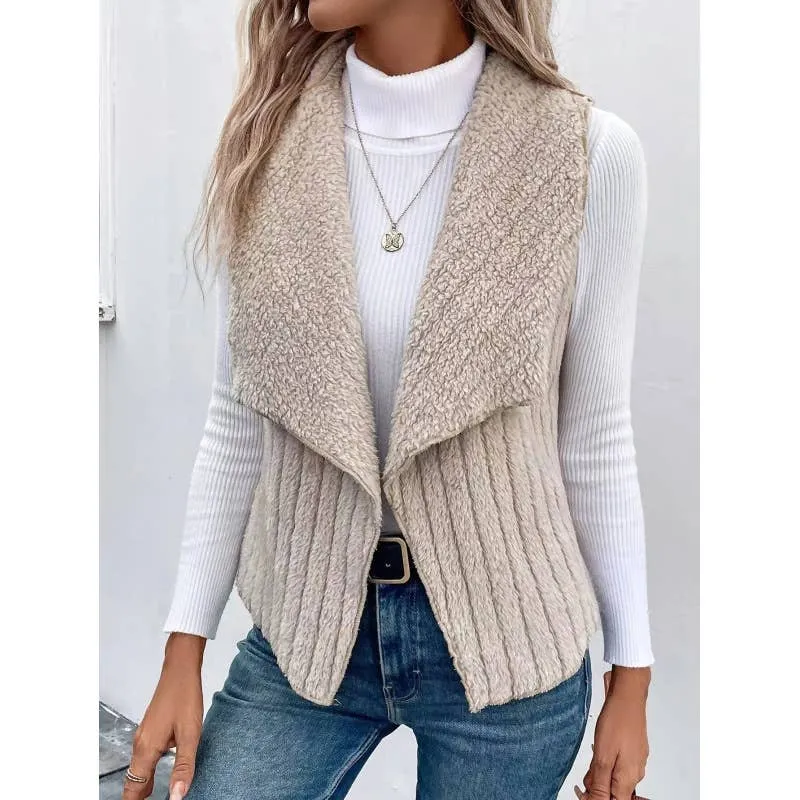 FASHION CASUAL SIMPLE SOLID COLOR SLEEVELESS VEST: WHITE / (S) 1