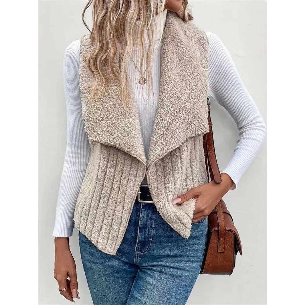 FASHION CASUAL SIMPLE SOLID COLOR SLEEVELESS VEST: WHITE / (S) 1