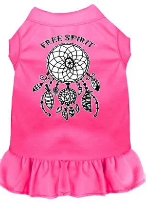 Free Spirit Screen Print Dog Dress Bright Pink Xs (8)