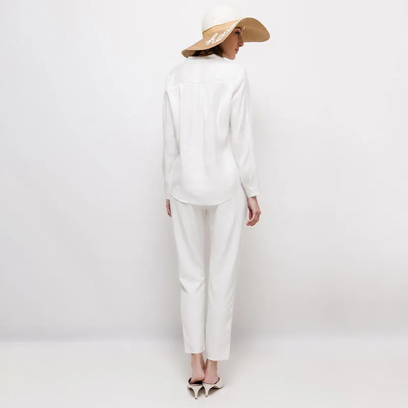 High Waisted Straight Leg Pants White