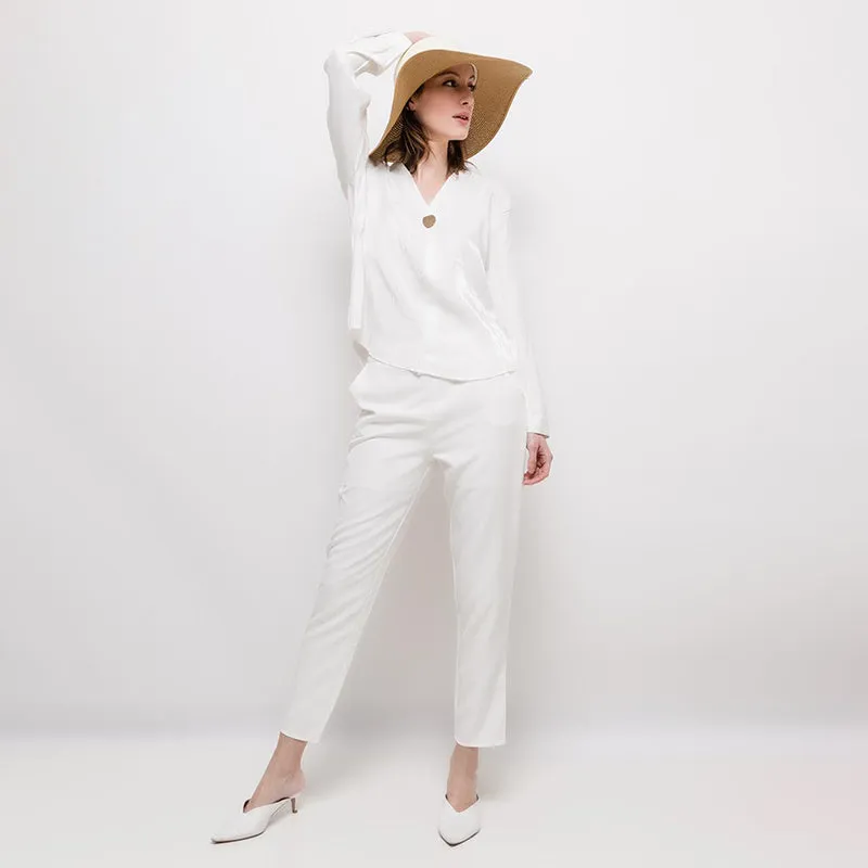 High Waisted Straight Leg Pants White