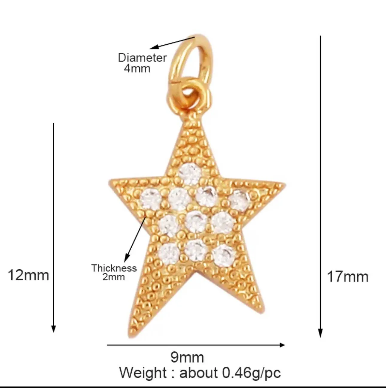 Pave Uneven Star Charm For Charm Bar & Charm Necklace