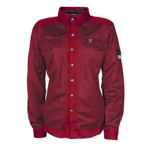 SALE Protective Summer Mesh Shirt for Women - Red Maroon Solid with Pads
