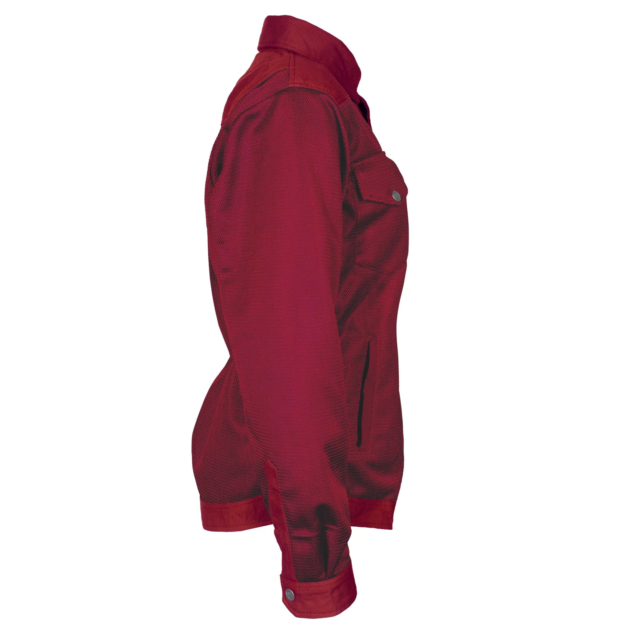 SALE Protective Summer Mesh Shirt for Women - Red Maroon Solid with Pads