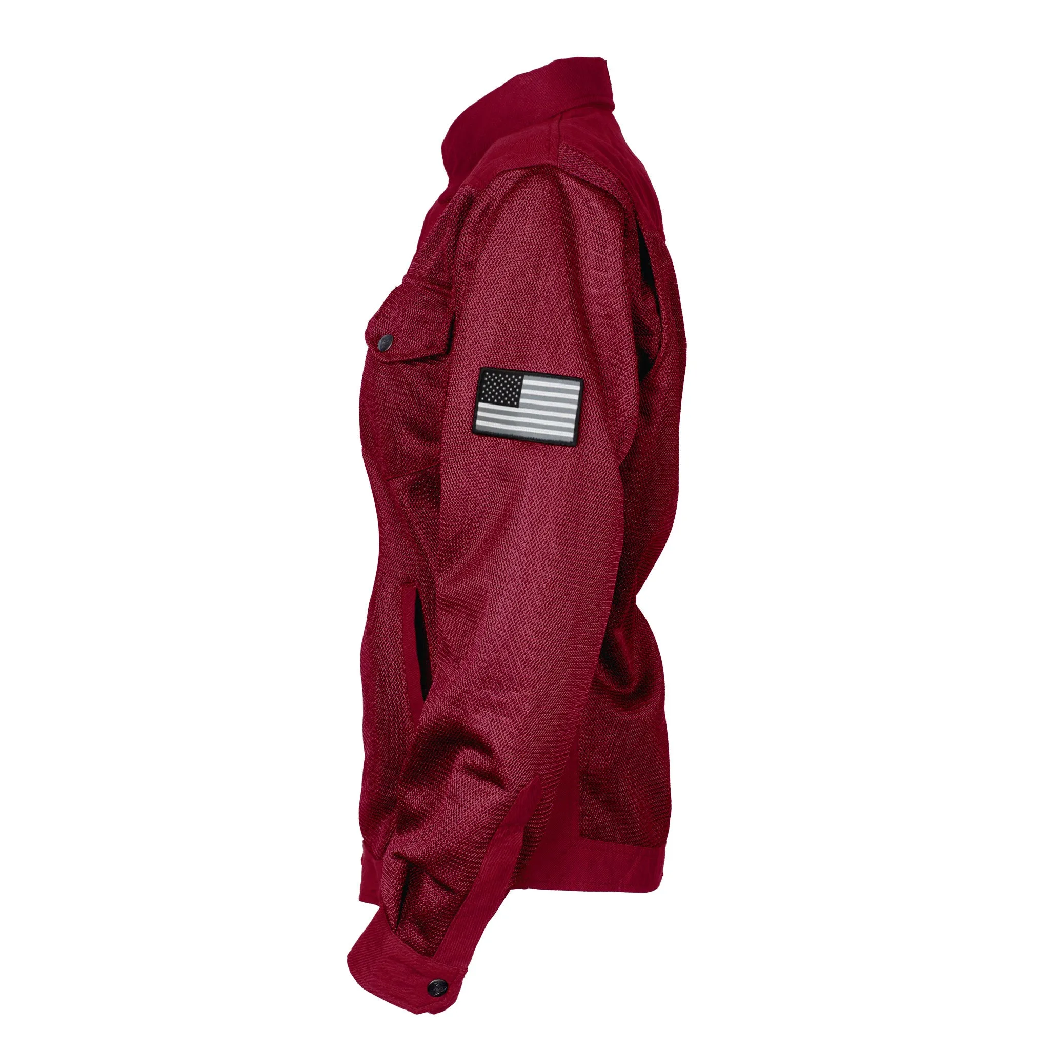 SALE Protective Summer Mesh Shirt for Women - Red Maroon Solid with Pads