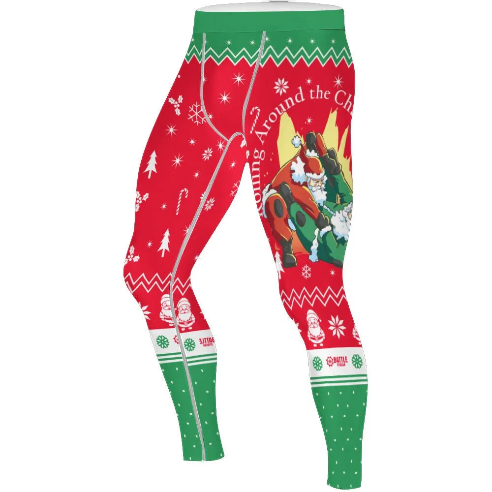 Santa Rolling Around Christmas Men's Compression Leggings