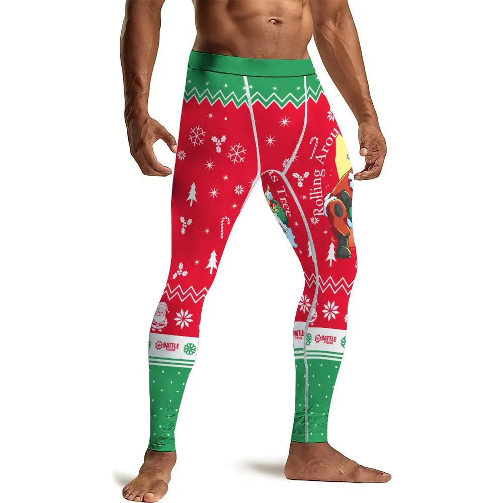 Santa Rolling Around Christmas Men's Compression Leggings