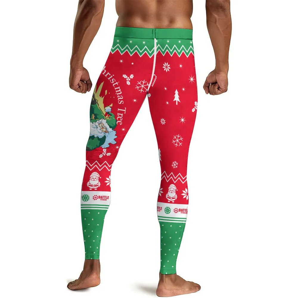 Santa Rolling Around Christmas Men's Compression Leggings