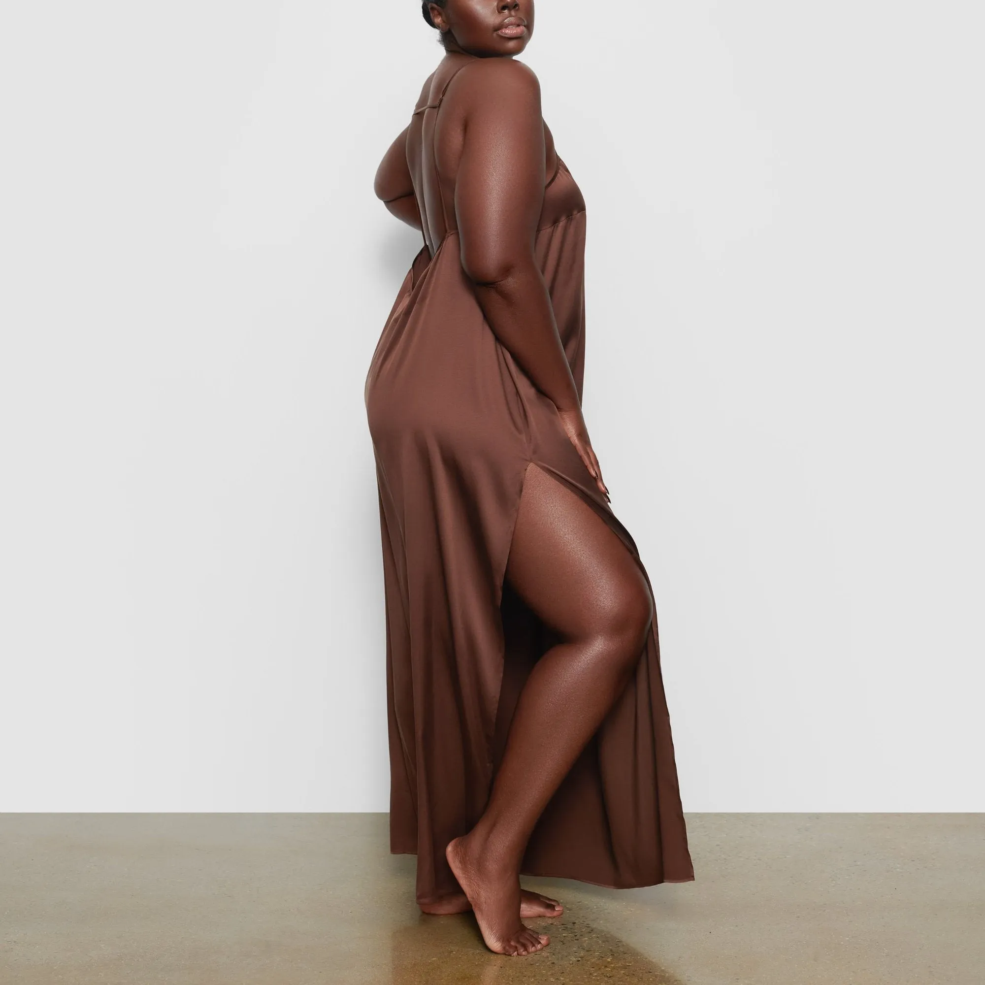 SILK LONG SLEEP SLIP | COCOA