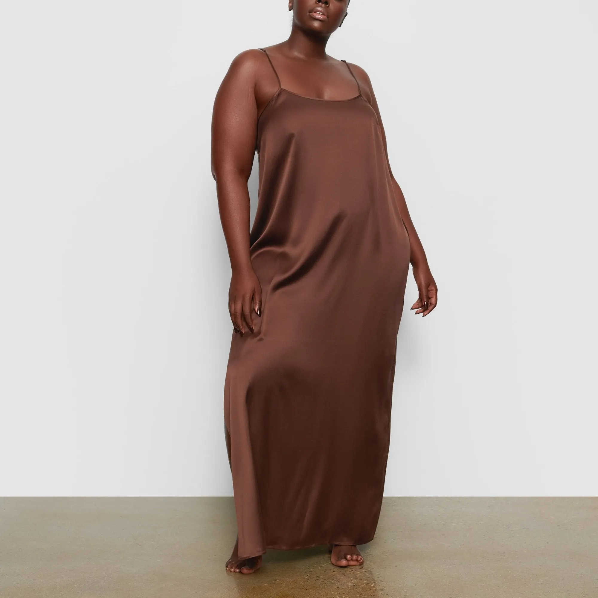 SILK LONG SLEEP SLIP | COCOA