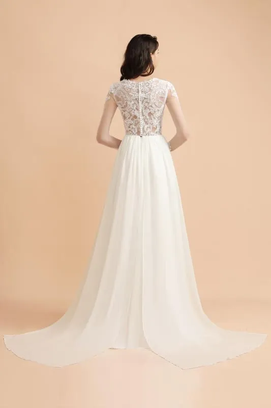 Simple Long Sleeves Lace Floor Length Boho Wedding Dresses