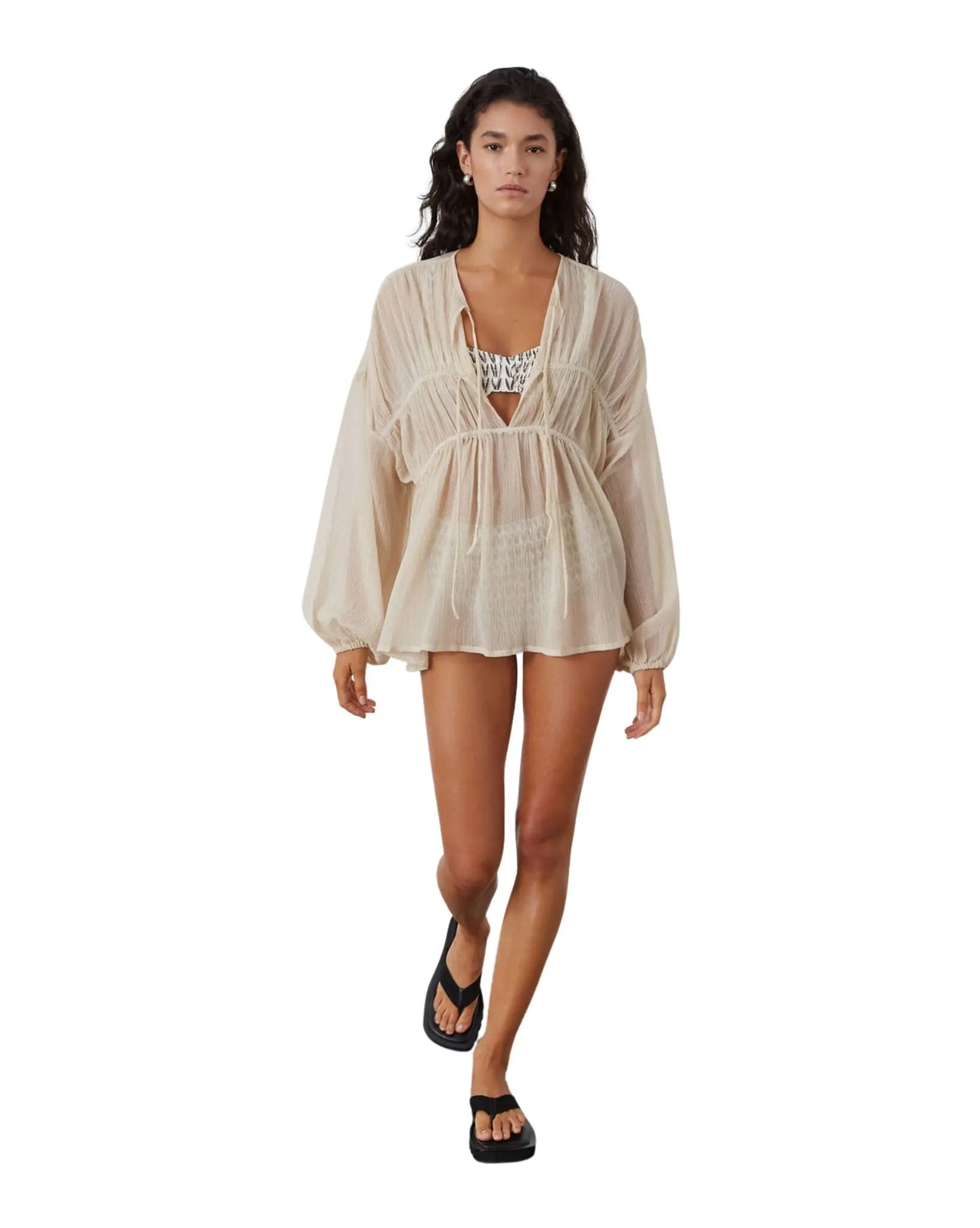 Stone Sheer Textured Blouse