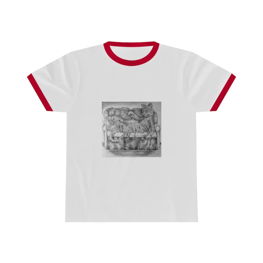 Tiger on a Couch Unisex Ringer Tee
