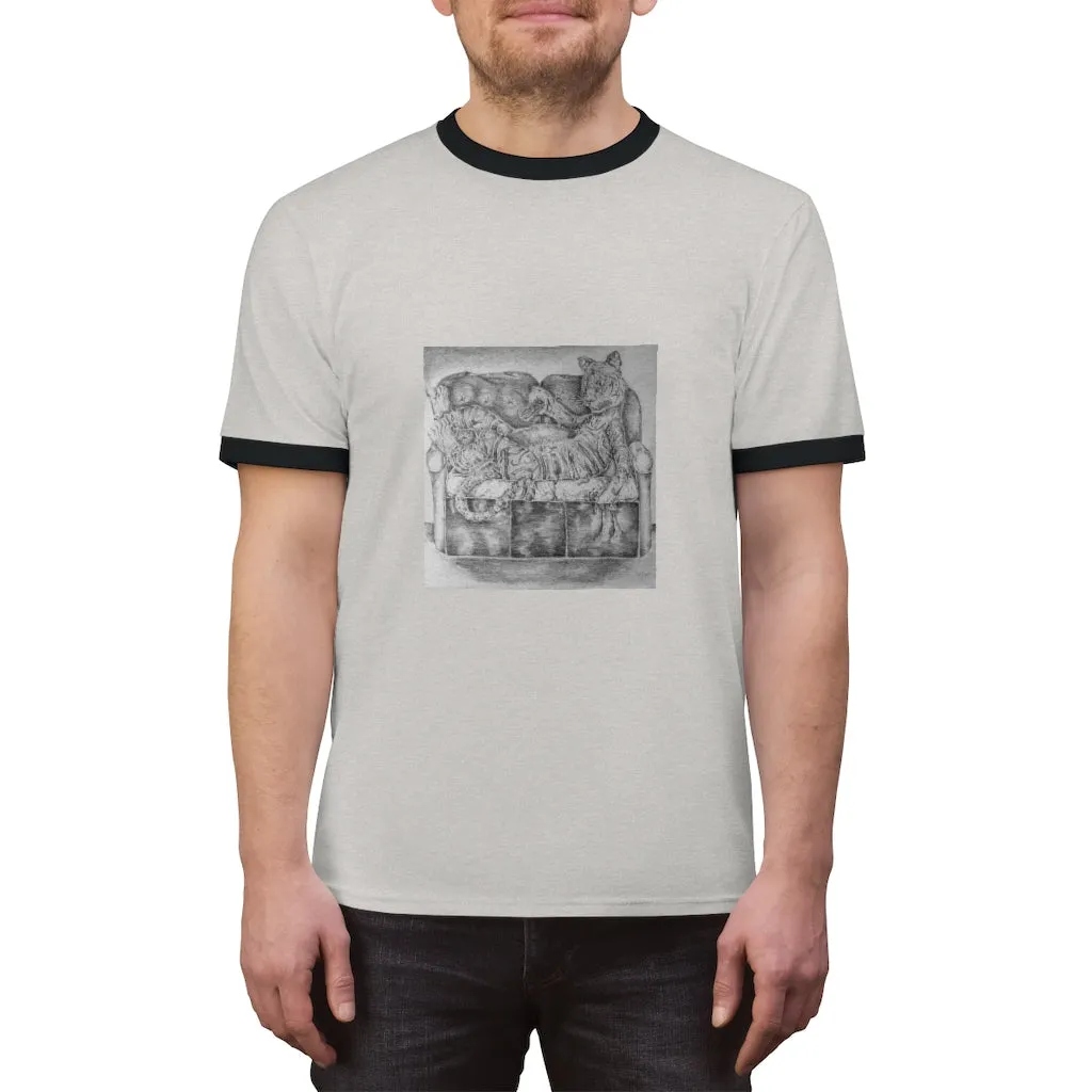 Tiger on a Couch Unisex Ringer Tee