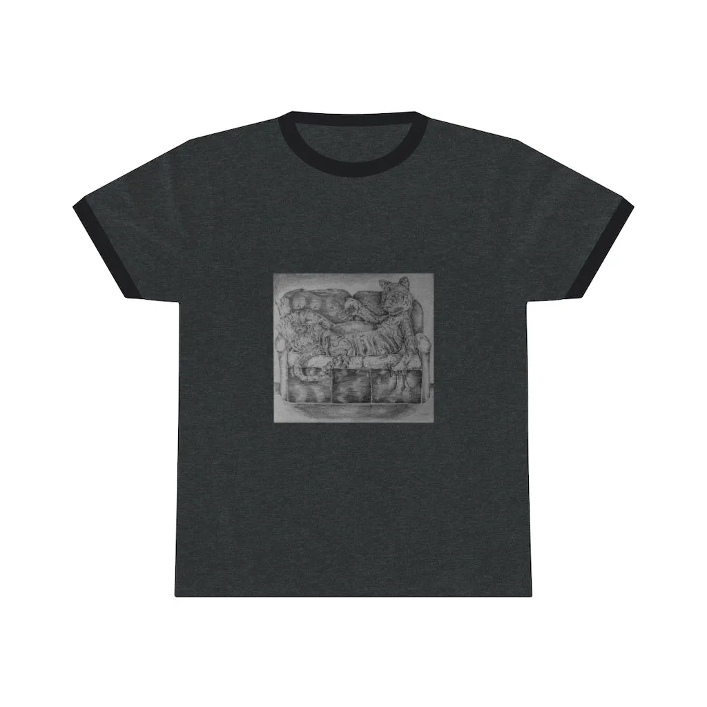 Tiger on a Couch Unisex Ringer Tee