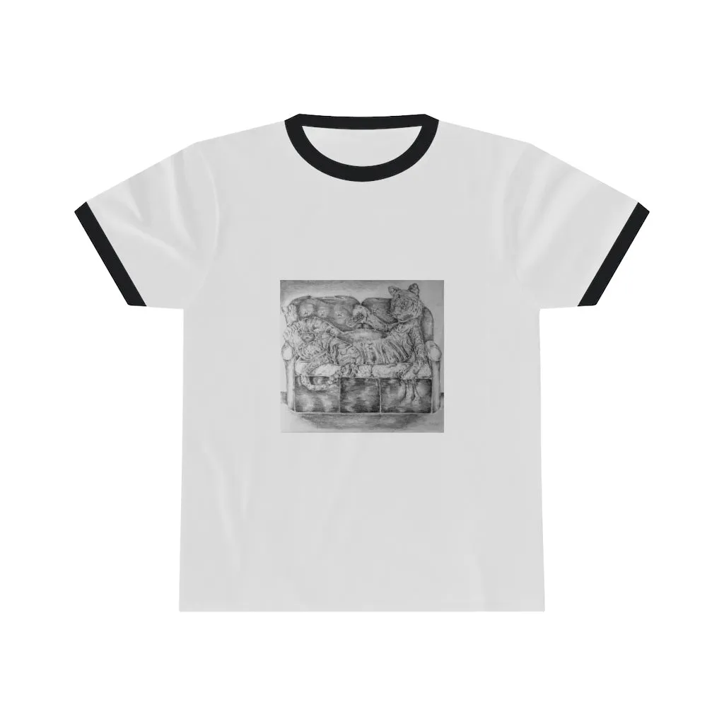 Tiger on a Couch Unisex Ringer Tee