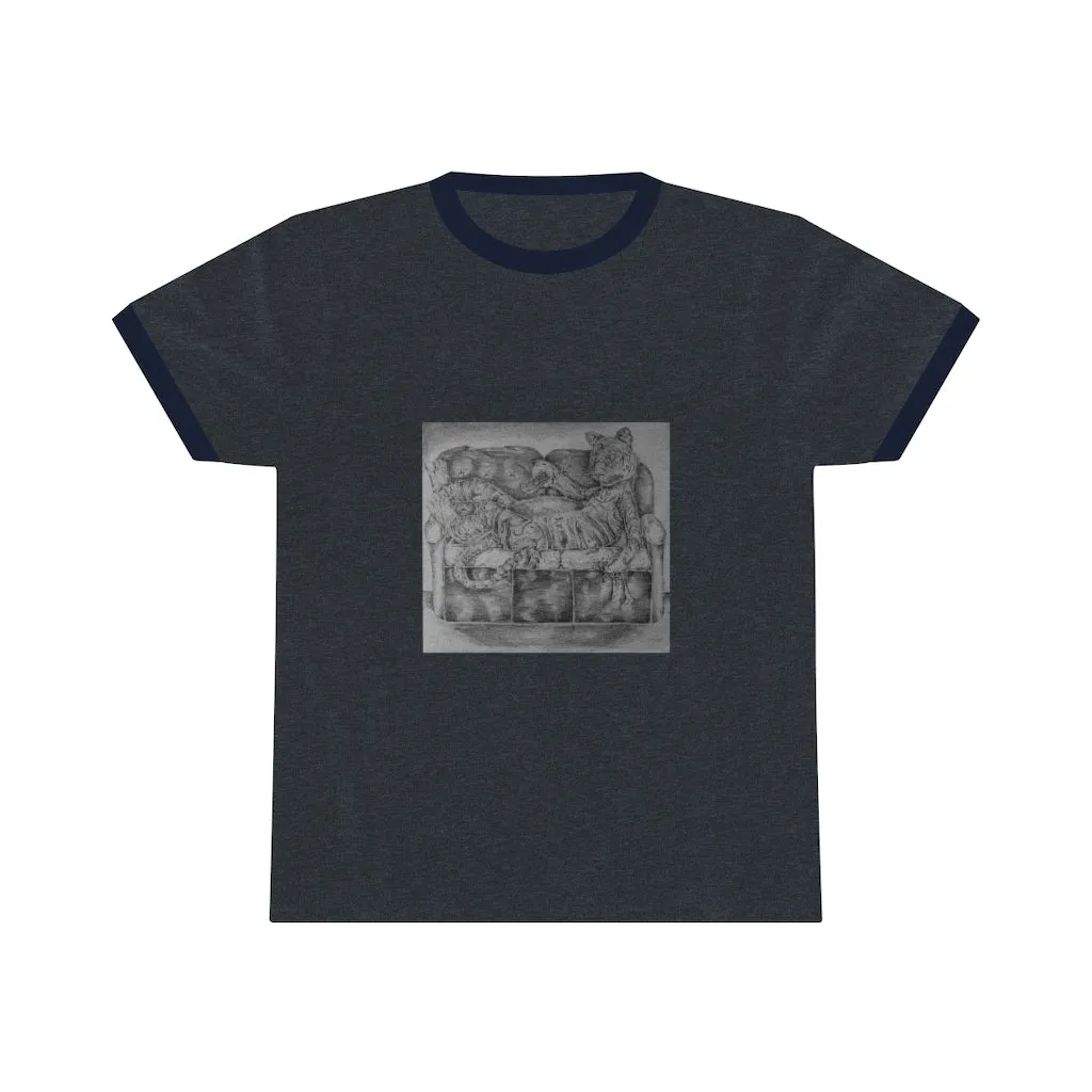 Tiger on a Couch Unisex Ringer Tee